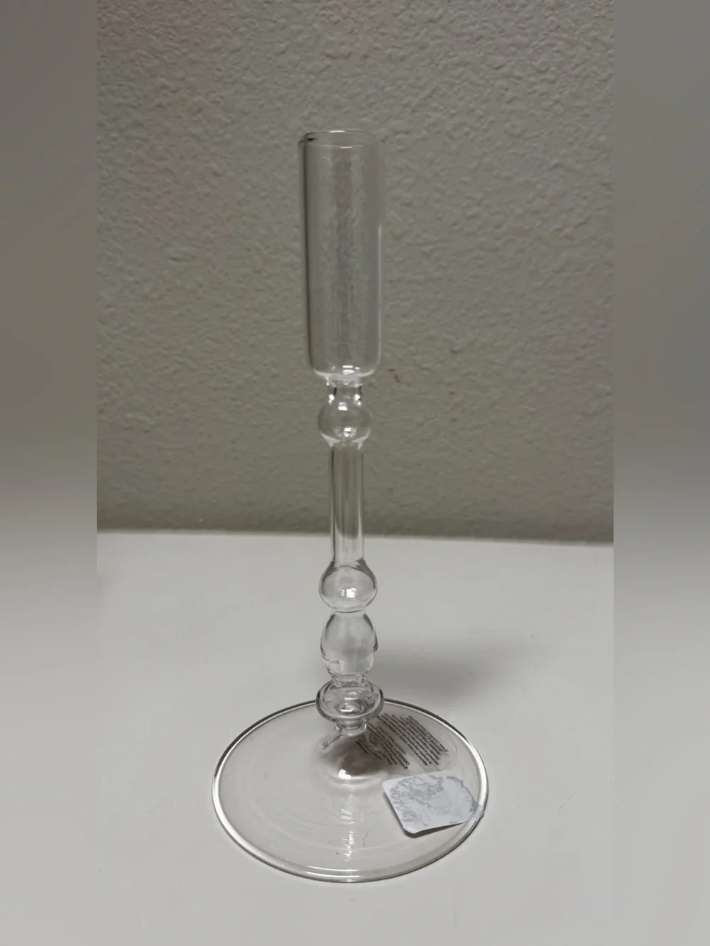 2 Clear Glass Taper Candle Holder — Elegant Home Art Accent - Medium and Large